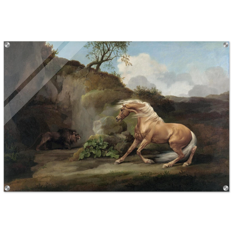 Horse Frightened by a Lion – George Stubbs Wall Art Print - Acrylic Print - 60x90 cm / 24x36″ - 