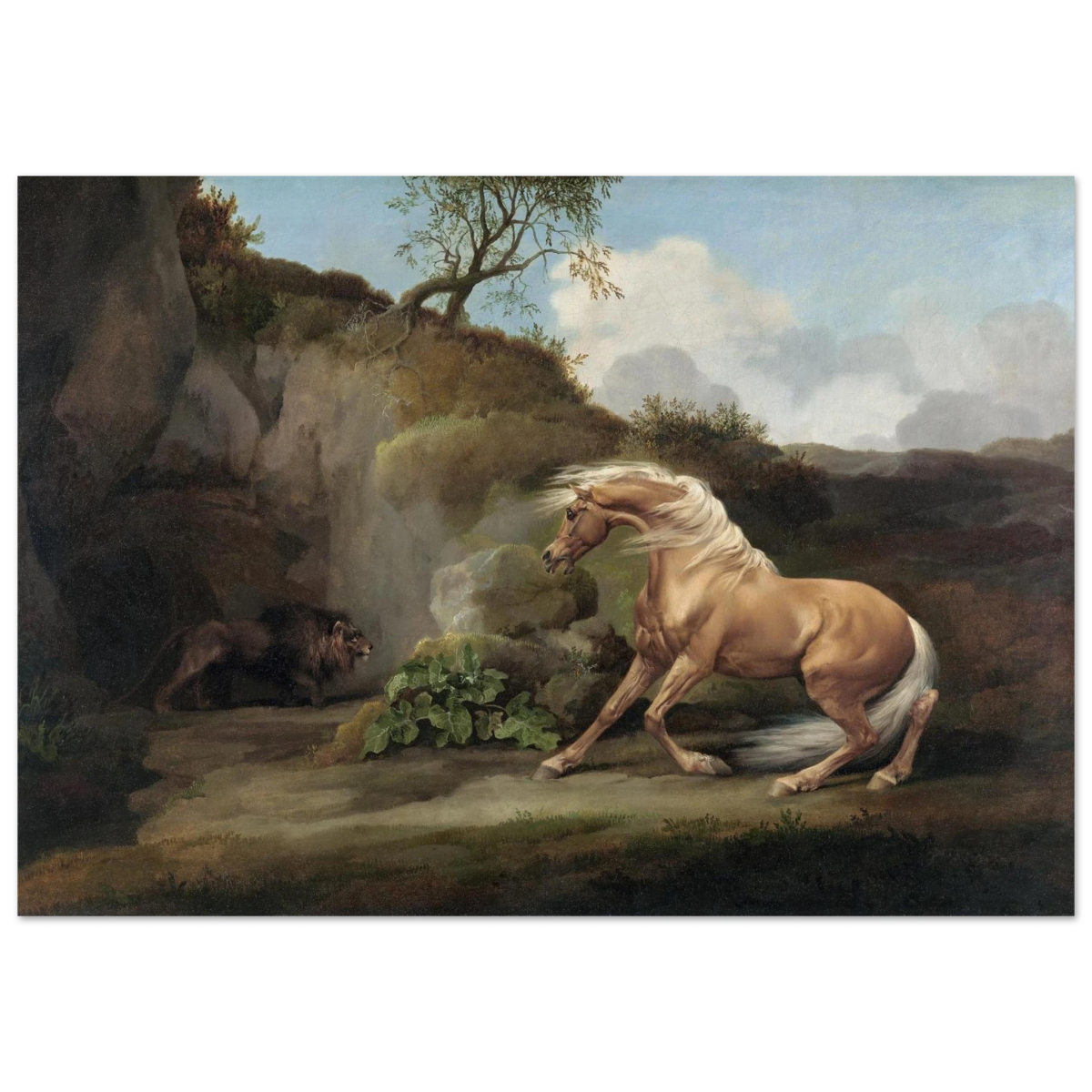Horse Frightened by a Lion – George Stubbs Wall Art Print - Fine Art Poster - 70x100 cm / 28x40″ - 