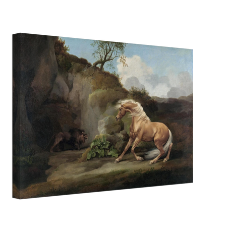 Horse Frightened by a Lion – George Stubbs Wall Art Print - Canvas - 30x45 cm / 12x18″ - 