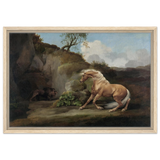 Horse Frightened by a Lion – George Stubbs Wall Art Print - Framed Canvas - 40x60 cm / 16x24″ - Wood frame