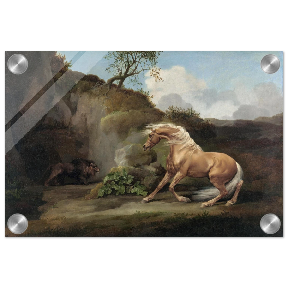 Horse Frightened by a Lion – George Stubbs Wall Art Print - Acrylic Print - 20x30 cm / 8x12″ - 