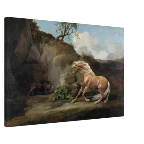 Horse Frightened by a Lion – George Stubbs Wall Art Print - Canvas - 60x90 cm / 24x36″ - 