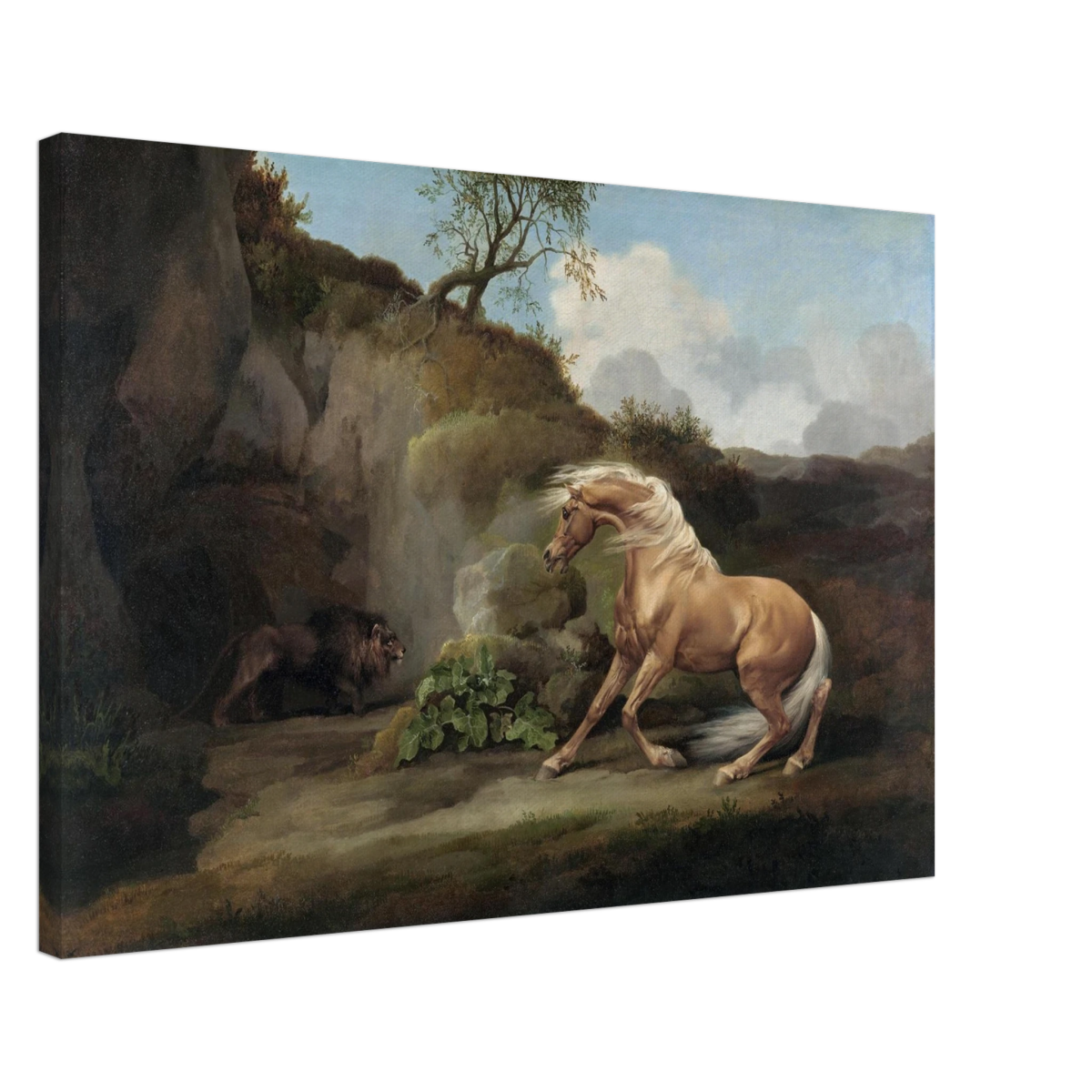 Horse Frightened by a Lion – George Stubbs Wall Art Print - Canvas - 50x75 cm / 20x30″ - 