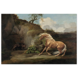 Horse Frightened by a Lion – George Stubbs Wall Art Print - Wood Prints - 20x30 cm / 8x12″ - 