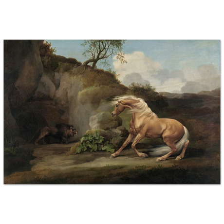 Horse Frightened by a Lion – George Stubbs Wall Art Print - Wood Prints - 40x60 cm / 16x24″ - 
