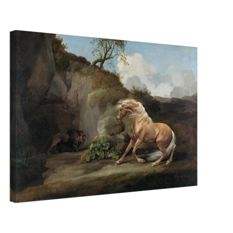 Horse Frightened by a Lion – George Stubbs Wall Art Print - Canvas - 40x60 cm / 16x24″ - 