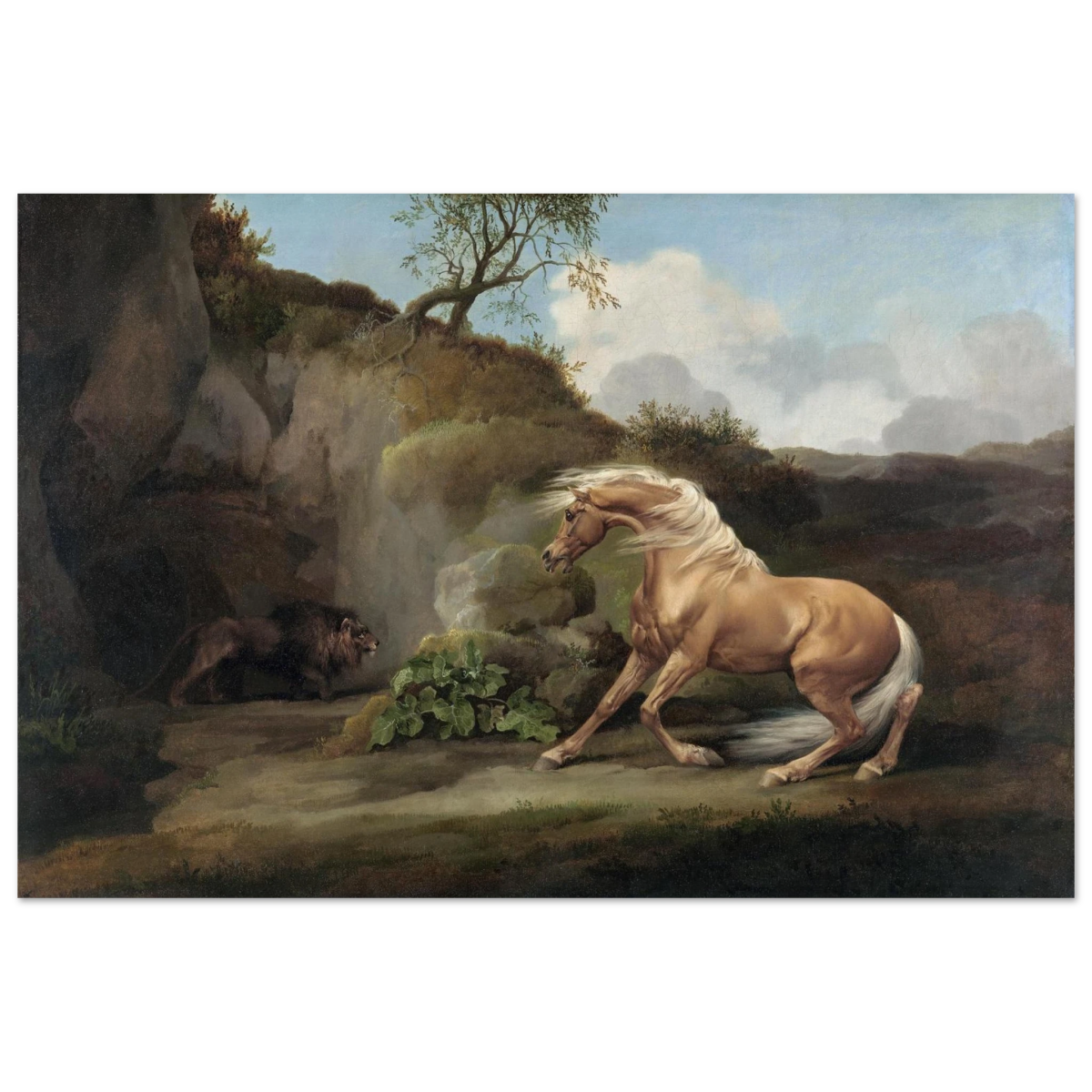 Horse Frightened by a Lion – George Stubbs Wall Art Print - Fine Art Poster - 60x90 cm / 24x36″ - 