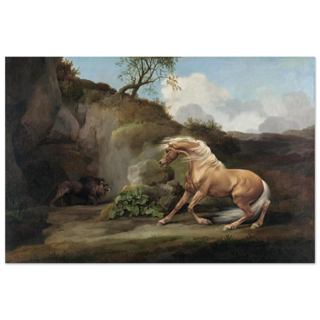 Horse Frightened by a Lion – George Stubbs Wall Art Print - Fine Art Poster - 60x90 cm / 24x36″ - 
