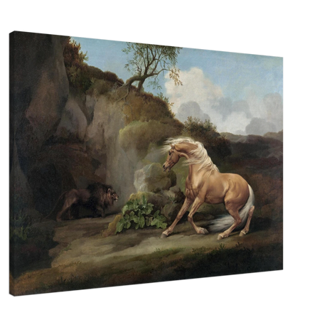 Horse Frightened by a Lion – George Stubbs Wall Art Print - Canvas - 70x100 cm / 28x40″ - 