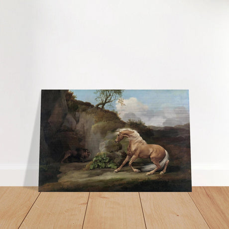 Horse Frightened by a Lion – George Stubbs Wall Art Print - Brushed Aluminum Print - 60x90 cm / 24x36″ - 