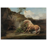 Horse Frightened by a Lion – George Stubbs Wall Art Print - Wood Prints - 70x100 cm / 28x40″ - 