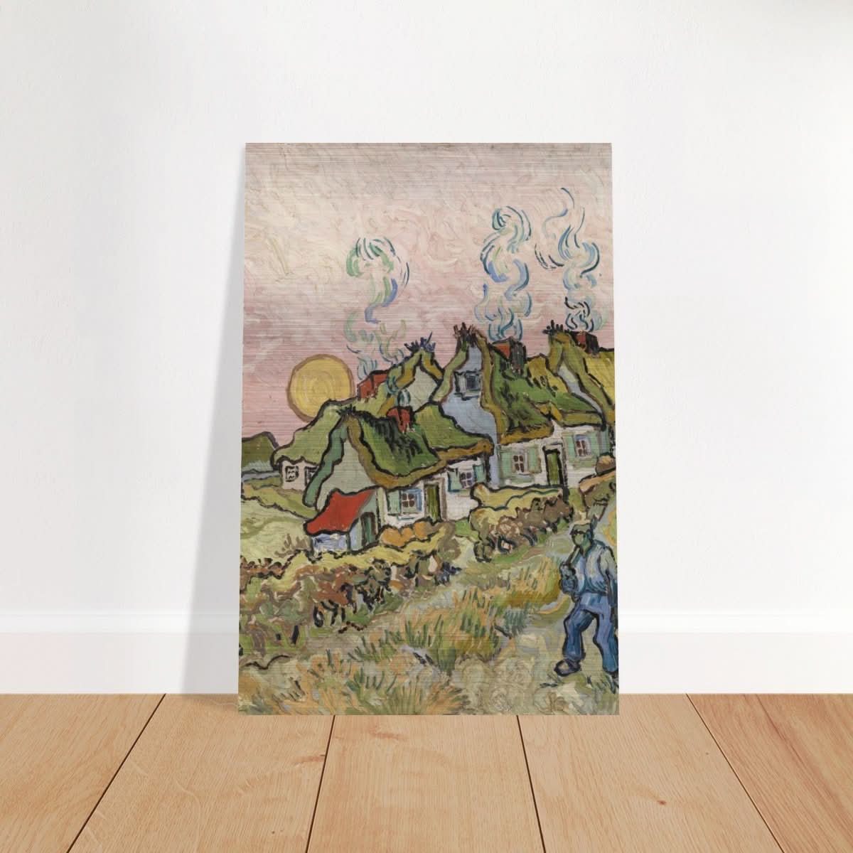 Houses and Figure by Vincent van Gogh | Vintage wall art print - Brushed Aluminum Print - 60x90 cm / 24x36″ - 