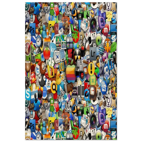 Iconic App Collage | Digital Pop Art - Wood Prints - 60x90 cm / 24x36″ - 