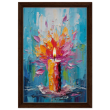 Ignite – Abstract Candle Flame Wall Art Print - Framed Canvas - 30x45 cm / 12x18″ - Dark wood frame