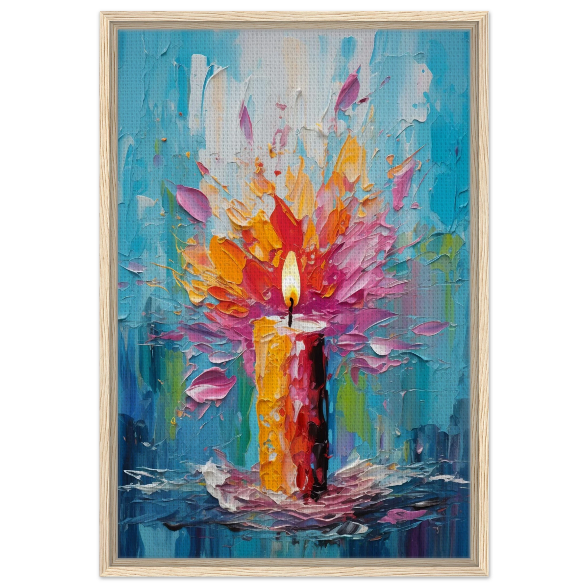 Ignite – Abstract Candle Flame Wall Art Print - Framed Canvas - 50x75 cm / 20x30″ - Wood frame