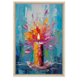 Ignite – Abstract Candle Flame Wall Art Print - Framed Canvas - 50x75 cm / 20x30″ - Wood frame