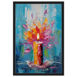 Ignite – Abstract Candle Flame Wall Art Print - Framed Canvas - 50x75 cm / 20x30″ - Black frame