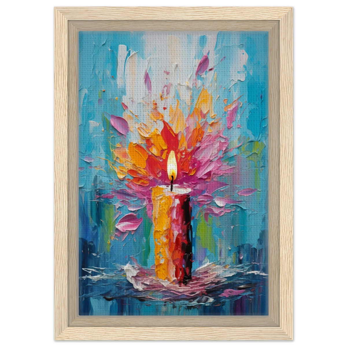 Ignite – Abstract Candle Flame Wall Art Print - Framed Canvas - 20x30 cm / 8x12″ - Wood frame