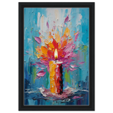 Ignite – Abstract Candle Flame Wall Art Print - Framed Canvas - 30x45 cm / 12x18″ - Black frame