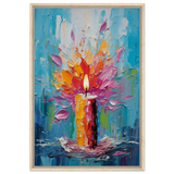 Ignite – Abstract Candle Flame Wall Art Print - Framed Canvas - 60x90 cm / 24x36″ - Wood frame