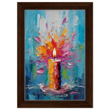 Ignite – Abstract Candle Flame Wall Art Print - Framed Canvas - 20x30 cm / 8x12″ - Dark wood frame