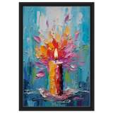 Ignite – Abstract Candle Flame Wall Art Print - Framed Canvas - 40x60 cm / 16x24″ - Black frame
