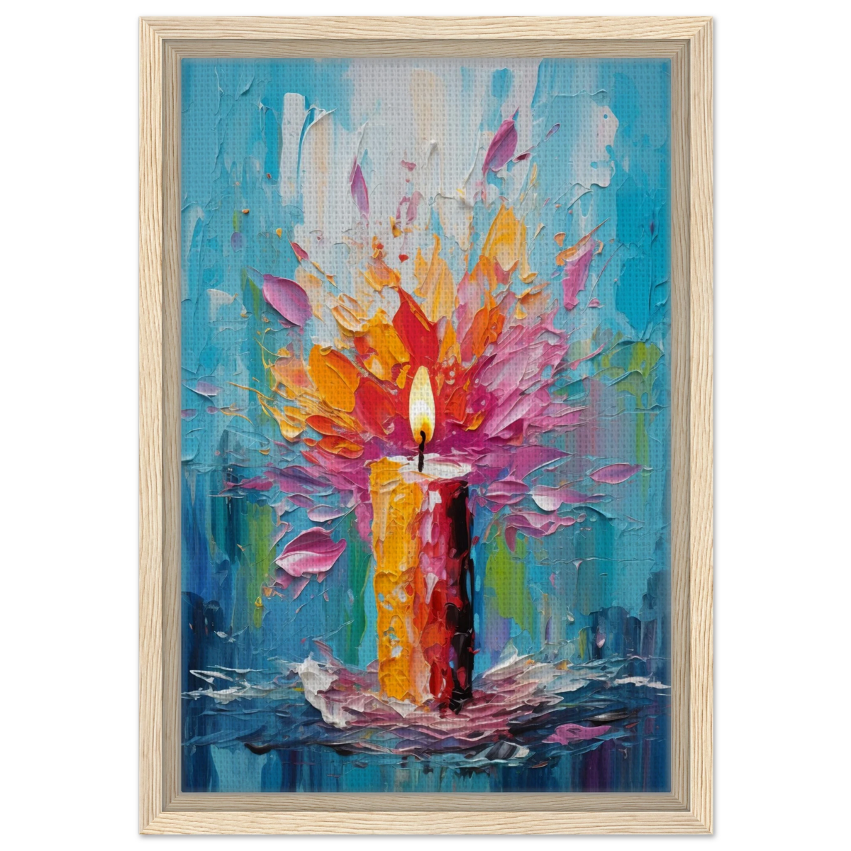 Ignite – Abstract Candle Flame Wall Art Print - Framed Canvas - 30x45 cm / 12x18″ - Wood frame