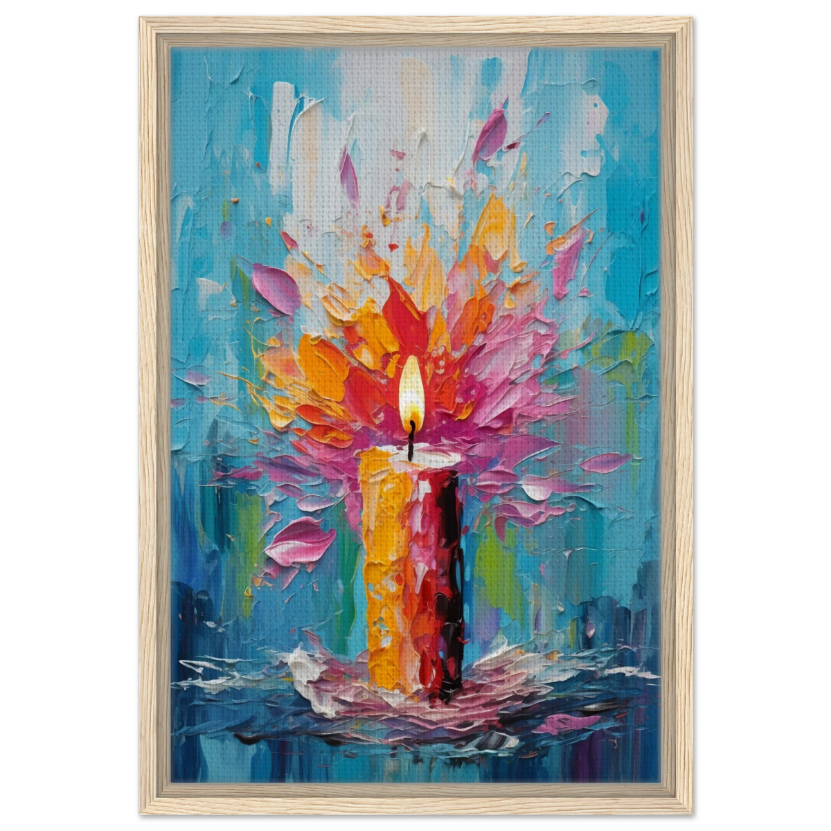 Ignite – Abstract Candle Flame Wall Art Print - Framed Canvas - 40x60 cm / 16x24″ - Wood frame
