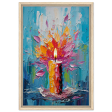 Ignite – Abstract Candle Flame Wall Art Print - Framed Canvas - 40x60 cm / 16x24″ - Wood frame