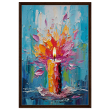 Ignite – Abstract Candle Flame Wall Art Print - Framed Canvas - 60x90 cm / 24x36″ - Dark wood frame