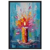 Ignite – Abstract Candle Flame Wall Art Print - Framed Canvas - 60x90 cm / 24x36″ - Black frame