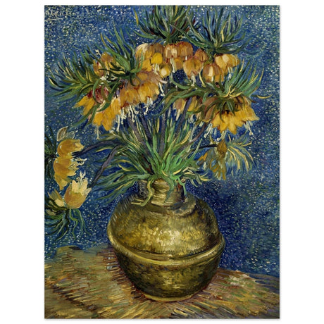 Imperial Fritillaries in a Copper Vase (1887) by Vincent van Gogh | Vintage wall art print - Wood Prints - 30x40 cm / 12x16″ - 