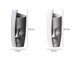Individual ceramic face art vase decoration - Grey - 