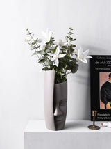 Individual ceramic face art vase decoration - Beige - 