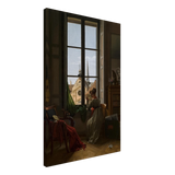 Interior with Young Woman Tracing a Flower – Artwork by Louise Adéone Drölling | Wall art print - Canvas - 50x75 cm / 20x30″ - 