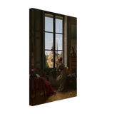 Interior with Young Woman Tracing a Flower – Artwork by Louise Adéone Drölling | Wall art print - Canvas - 30x45 cm / 12x18″ - 