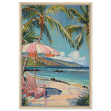 Island Retreat with Palm Breeze | Contemporary Impressionism wall art print - 60x90 cm / 24x36″ - Framed Canvas - Wood frame