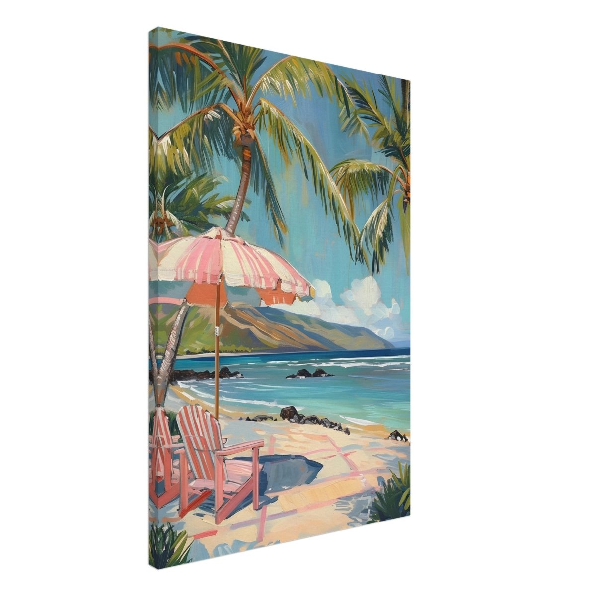Island Retreat with Palm Breeze | Contemporary Impressionism wall art print - 50x75 cm / 20x30″ - Canvas - 