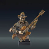 Jazz Musician Resin Sculptures – Cold Cast Copper Artwork for Home & Office Décor - Guitarist - 
