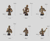 Jazz Musician Resin Sculptures – Cold Cast Copper Artwork for Home & Office Décor - Small blue blow clarinet - 