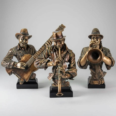 Jazz Musician Resin Sculptures – Cold Cast Copper Artwork for Home & Office Décor - Blow the horn - 
