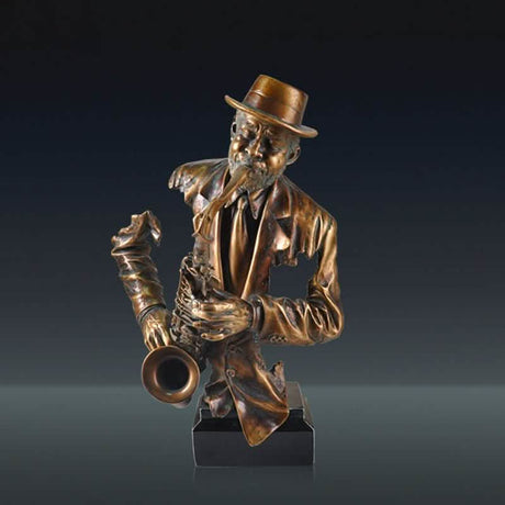 Jazz Musician Resin Sculptures – Cold Cast Copper Artwork for Home & Office Décor - Play the saxophone - 