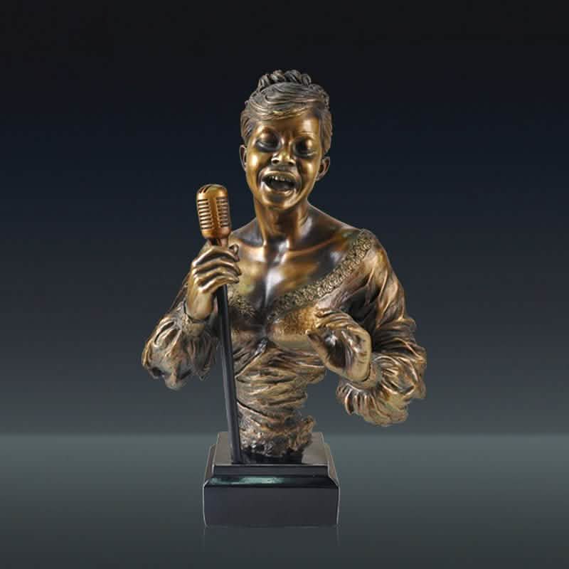 Jazz Musician Resin Sculptures – Cold Cast Copper Artwork for Home & Office Décor - Lead singer - 