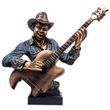 Jazz Musician Resin Sculptures – Cold Cast Copper Artwork for Home & Office Décor - Blue guitarist - 