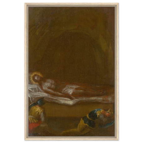 Jesus is Laid in the Tomb – Baroque Sacred Art Print - Framed Canvas - 60x90 cm / 24x36″ - Wood frame