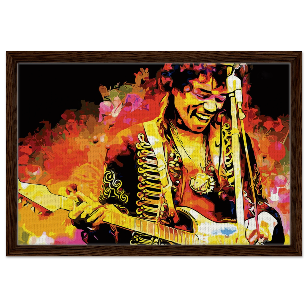 Jimi Hendrix | A Tribute to the Legend of Rock - 40x60 cm / 16x24″ - Framed Canvas - Dark wood frame