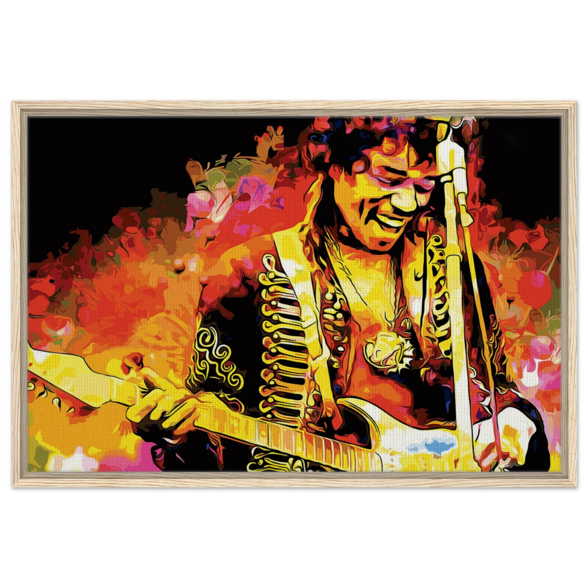 Jimi Hendrix | A Tribute to the Legend of Rock - 60x90 cm / 24x36″ - Framed Canvas - Wood frame