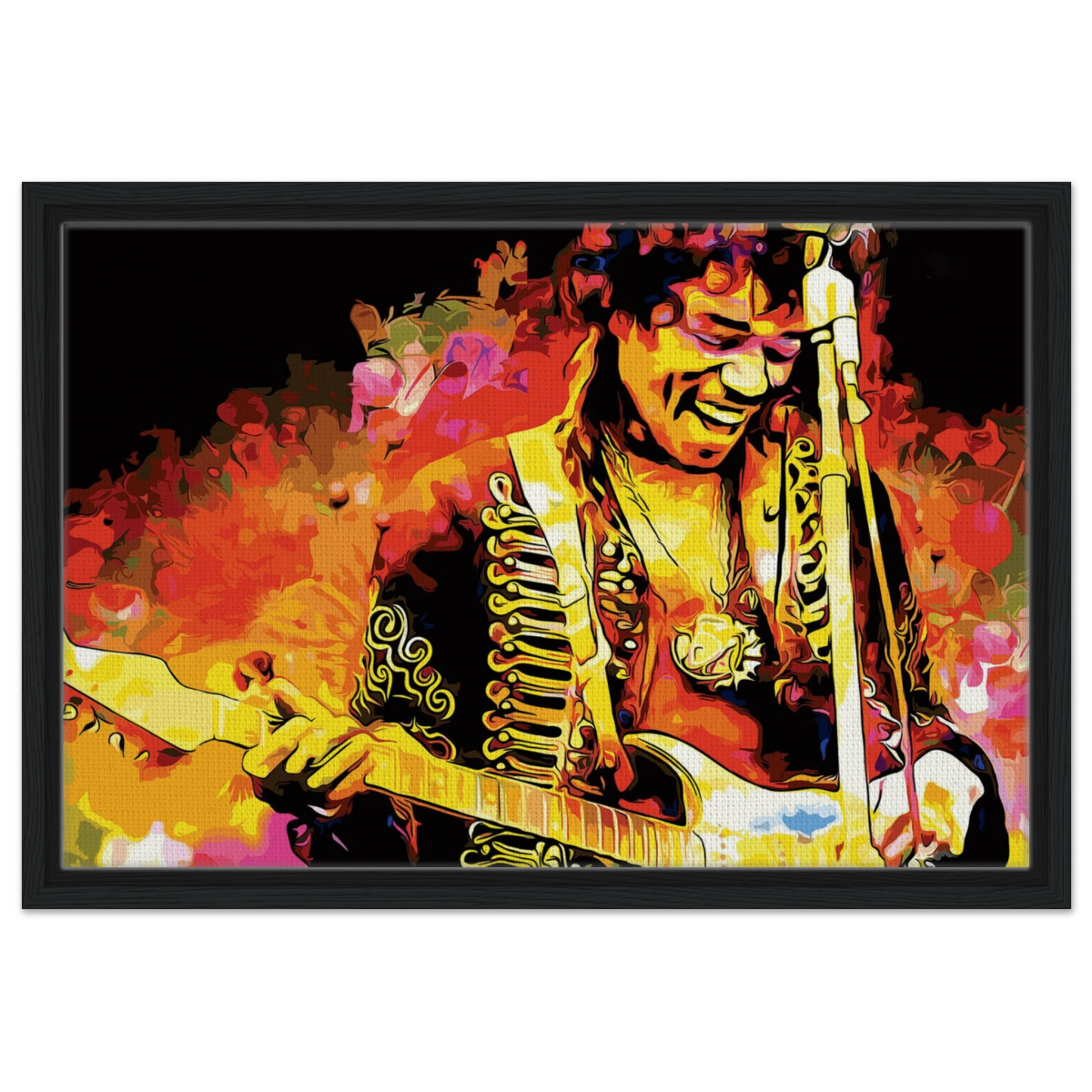 Jimi Hendrix | A Tribute to the Legend of Rock - 40x60 cm / 16x24″ - Framed Canvas - Black frame