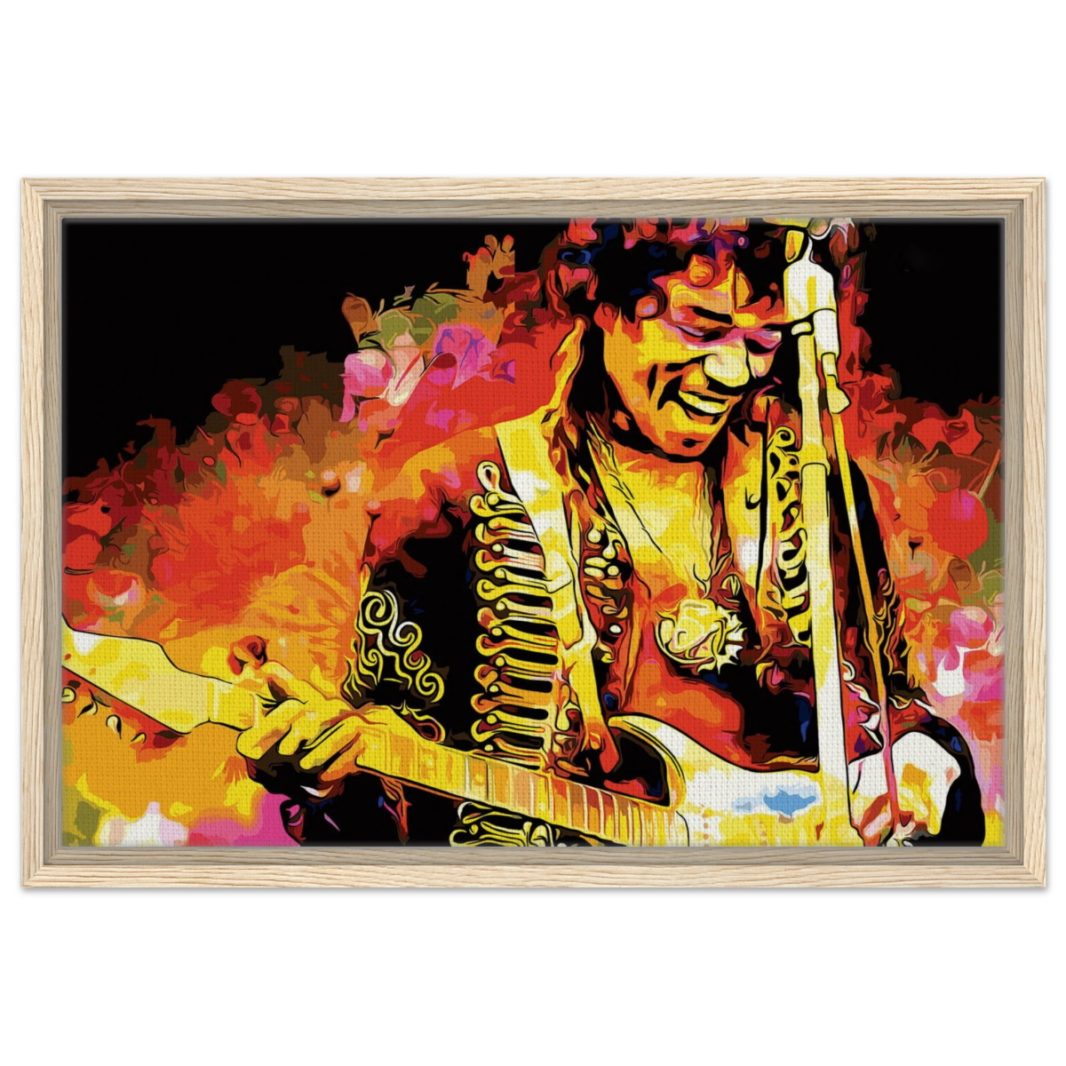 Jimi Hendrix | A Tribute to the Legend of Rock - 40x60 cm / 16x24″ - Framed Canvas - Wood frame