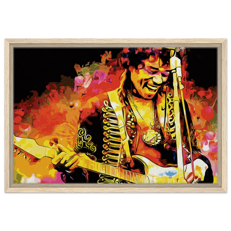 Jimi Hendrix | A Tribute to the Legend of Rock - 40x60 cm / 16x24″ - Framed Canvas - Wood frame
